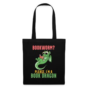 Bücher Drache Geschenk - Stoffbeutel - Schwarz - Vorne