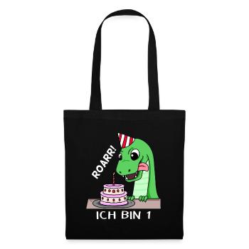 1. Geburtstag Dino Geburtstag Ich bin 1 - Stoffbeutel - Schwarz - Vorne