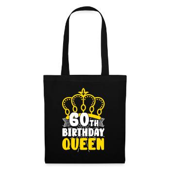 60th Birthday Queen Königin Krone Rund Geburtstag - Stoffbeutel - Schwarz - Vorne