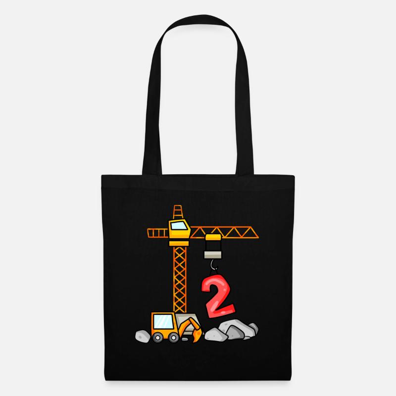 Kinder Geburtstagsshirt Bagger 2 Junge Baustelle 2 - Stoffbeutel - Schwarz