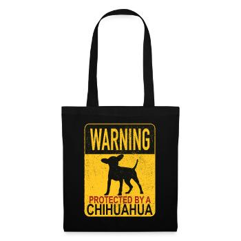 Warnung Beschützt Chihuahua Chiwawa Schoßhund - Stoffbeutel - Schwarz - Vorne