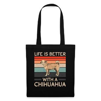 Chihuahua Better Life Hundefreund Hunderasse Retro - Stoffbeutel - Schwarz - Vorne