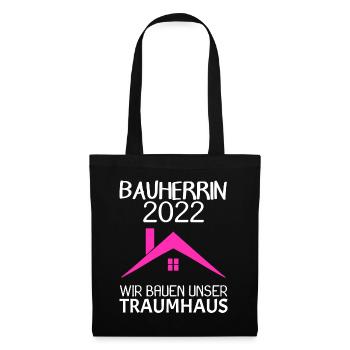 Bauherrin Hausbau Baustelle Richtfest 2022 - Stoffbeutel - Schwarz - Vorne