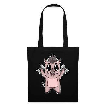 Wildschwein Fitness Motivation Geschenk - Stoffbeutel - Schwarz - Vorne