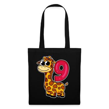 9 anniversaire Girafe - 9 ans - Sac en tissu - noir - Devant