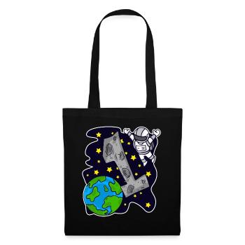 1 anniversaire astronaute garçons Anniversaire d’enfant - Sac en tissu - noir - Devant