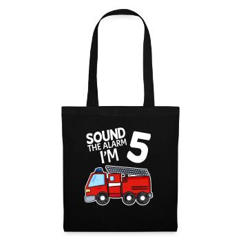 5. Anniversaire d’enfant - 5 ans - pompiers - Sac en tissu - noir - Devant