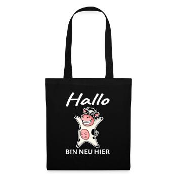 Baby Geburt Schwanger - Hallo ich bin neu Hier - Stoffbeutel - Schwarz - Vorne
