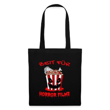 Horrorfilm Horror Film Popcorn Geschenk - Stoffbeutel - Schwarz - Vorne