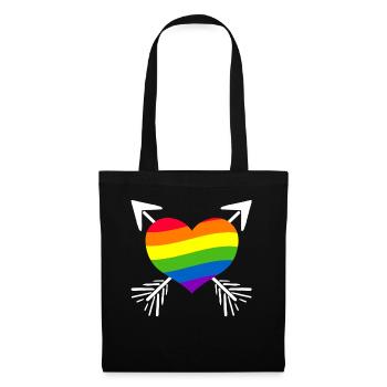 Regenbogen Herz Pfeil - Stoffbeutel - Schwarz - Vorne