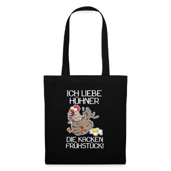 Landwirt Landwirte Huhn Hühner Spruch - Stoffbeutel - Schwarz - Vorne