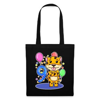 9 ans - Jaguar - 9e anniversaire Cadeau - Sac en tissu - noir - Devant