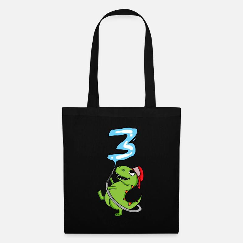 3. Geburtstag Dinosaurier Feuerwehr Geschenk - Stoffbeutel - Schwarz