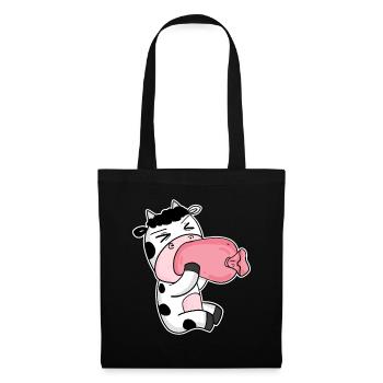 Vache charcuterie motif drôle - Sac en tissu - noir - Devant