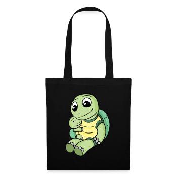 Turtle Family - Turtle with Baby - Tote Bag - black - Front