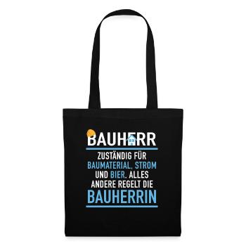 Bauherr Baumaterial Strom Bier Bauherrin Baustelle - Stoffbeutel - Schwarz - Vorne