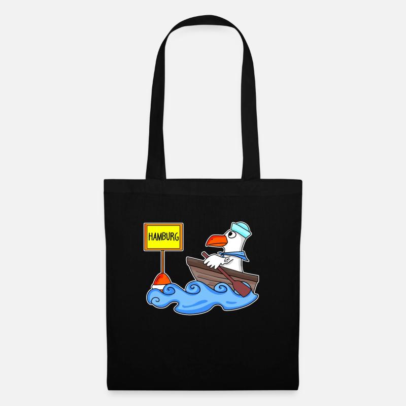 Hamburg Möwe Boot - Stoffbeutel - Schwarz
