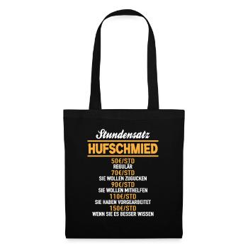 Stundensatz Hufschmied Pferdeschmied Schmied - Stoffbeutel - Schwarz - Vorne