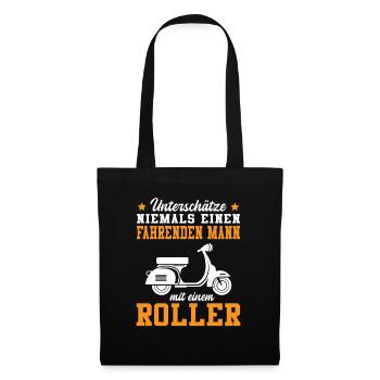Unterschätze Niemals Fahrenden Mann Roller - Stoffbeutel - Schwarz - Vorne