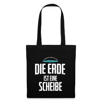 Flat Earth Flache Erde Anhänger Flat Earthler - Stoffbeutel - Schwarz - Vorne
