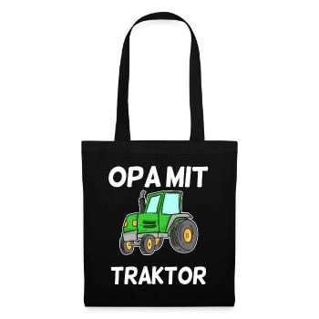 Opa mit Traktor - Stoffbeutel - Schwarz - Vorne