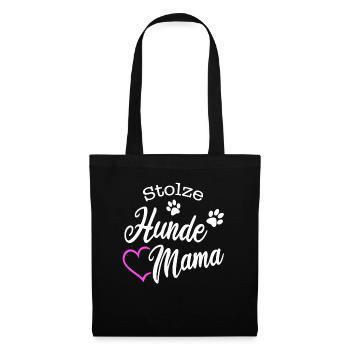 Stolze Hundemama Herz Hunde Mama Hund Frauchen - Stoffbeutel - Schwarz - Vorne