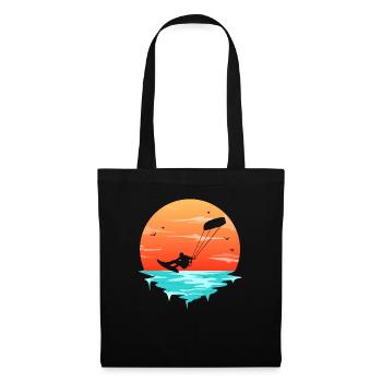 Retro Sunrise Kitesurfer Silhouette Kiteboard Kite - Tote Bag - black - Front