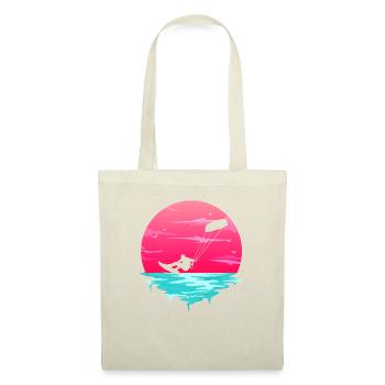 Retro Sunrise Kitesurfer Silhouette Kiteboard Kite - Tote Bag - nature - Front