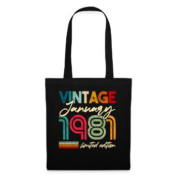 Retro Vintage born 1981 Birthday January 1981 - Tote Bag - black - Front