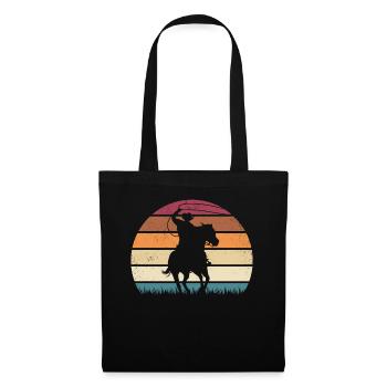 Retro Western Texas Pferd Reiten Cowboy - Stoffbeutel - Schwarz - Vorne