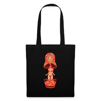Nackte Matryoshka Holz Puppe Russische Party - Stoffbeutel - Schwarz - Vorne