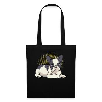 Lazy Français Bulldog Frenchie Dog Love - Sac en tissu - noir - Devant