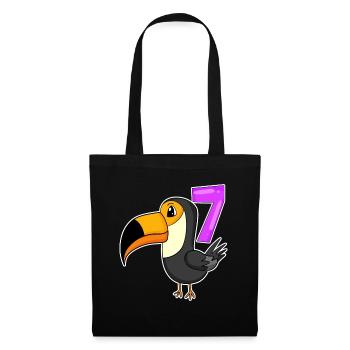 7 Jahre alt - 7. Geburtstag - Tukan Vogel Motiv - Stoffbeutel - Schwarz - Vorne