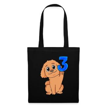 3 ans - 3 anniversaires - motif caniche - Sac en tissu - noir - Devant
