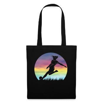 Women's Soccer Silhouette Colorful Retro Sunset - Tote Bag - black - Front