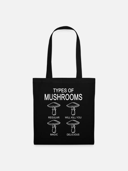 Types de champignons Champignons Champignons Cueillette de champignons - Sac en tissu - noir