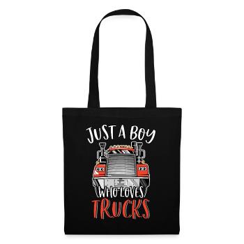 Juste un garçon qui aime les camions Mignon drôle semi-remorque - Sac en tissu - noir - Devant