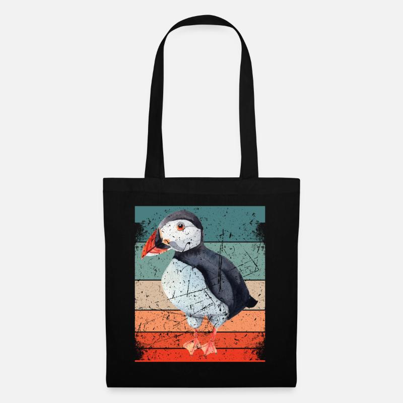 Puffin Parrot Lunde Bird Cadeau - Sac en tissu - noir