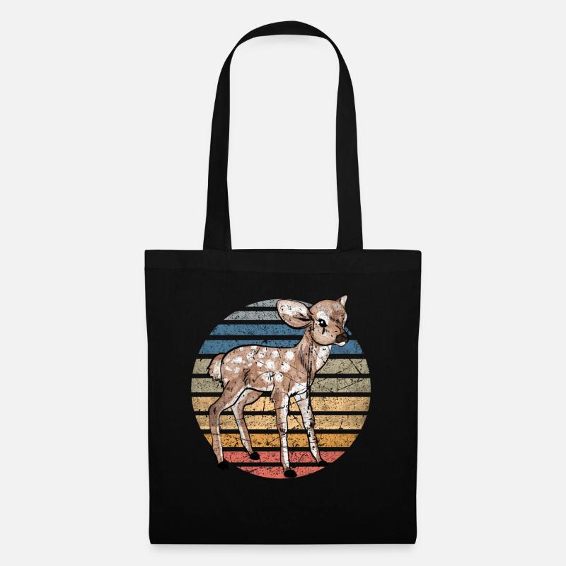 Reh Hirsch Rehkitz Sunset Kinder Waldtier Geschenk - Stoffbeutel - Schwarz