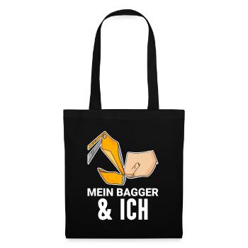 Bagger Baggerfahrer Spruch - Stoffbeutel - Schwarz - Vorne