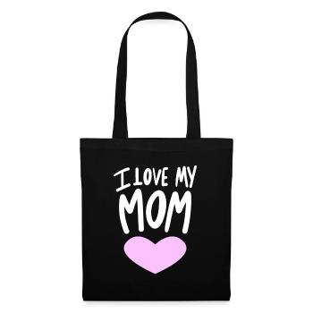 I love my mum - Ich liebe meine Mama - Stoffbeutel - Schwarz - Vorne