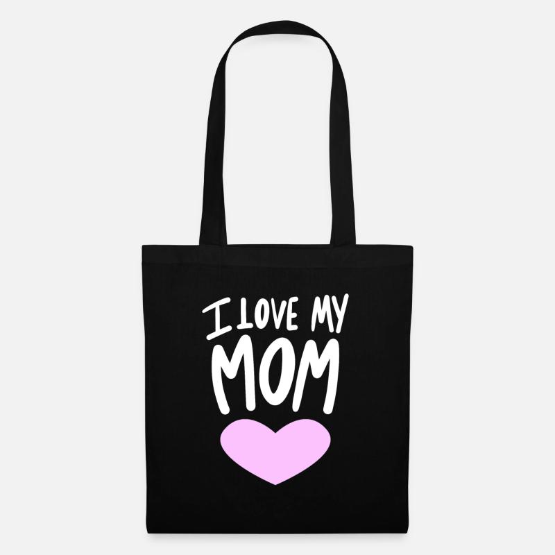 I love my mum - Ich liebe meine Mama - Stoffbeutel - Schwarz