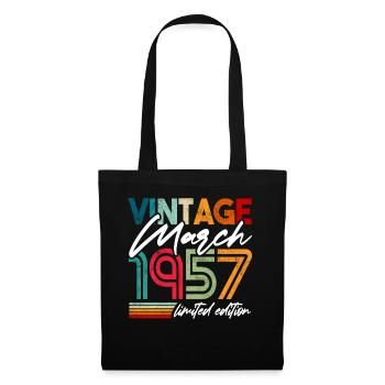 Vintage geboren März 1957 Geburtstag März 1957 - Stoffbeutel - Schwarz - Vorne