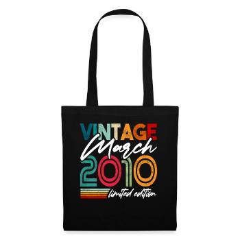 Vintage né Mars 2010 Anniversaire Mars 2010 - Sac en tissu - noir - Devant