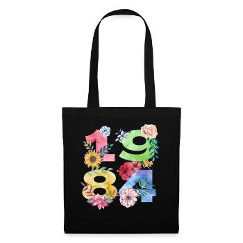 Jahrgang 1984 Geburtstags Blumen Design für Frauen - Stoffbeutel - Schwarz - Vorne