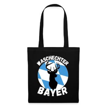 Waschechter Bayer - Boarisch Hirsch - Stoffbeutel - Schwarz - Vorne