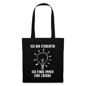 Studentin Geschenk - Stoffbeutel - Schwarz - Vorne