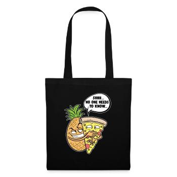 Pineapple Hawaiian Pizza Shh, No One Needs To Know - Stoffbeutel - Schwarz - Vorne