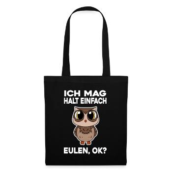 Ich mag halt einfach Eulen - Stoffbeutel - Schwarz - Vorne