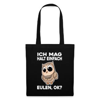 Ich mag halt einfach Eulen - Stoffbeutel - Schwarz - Vorne